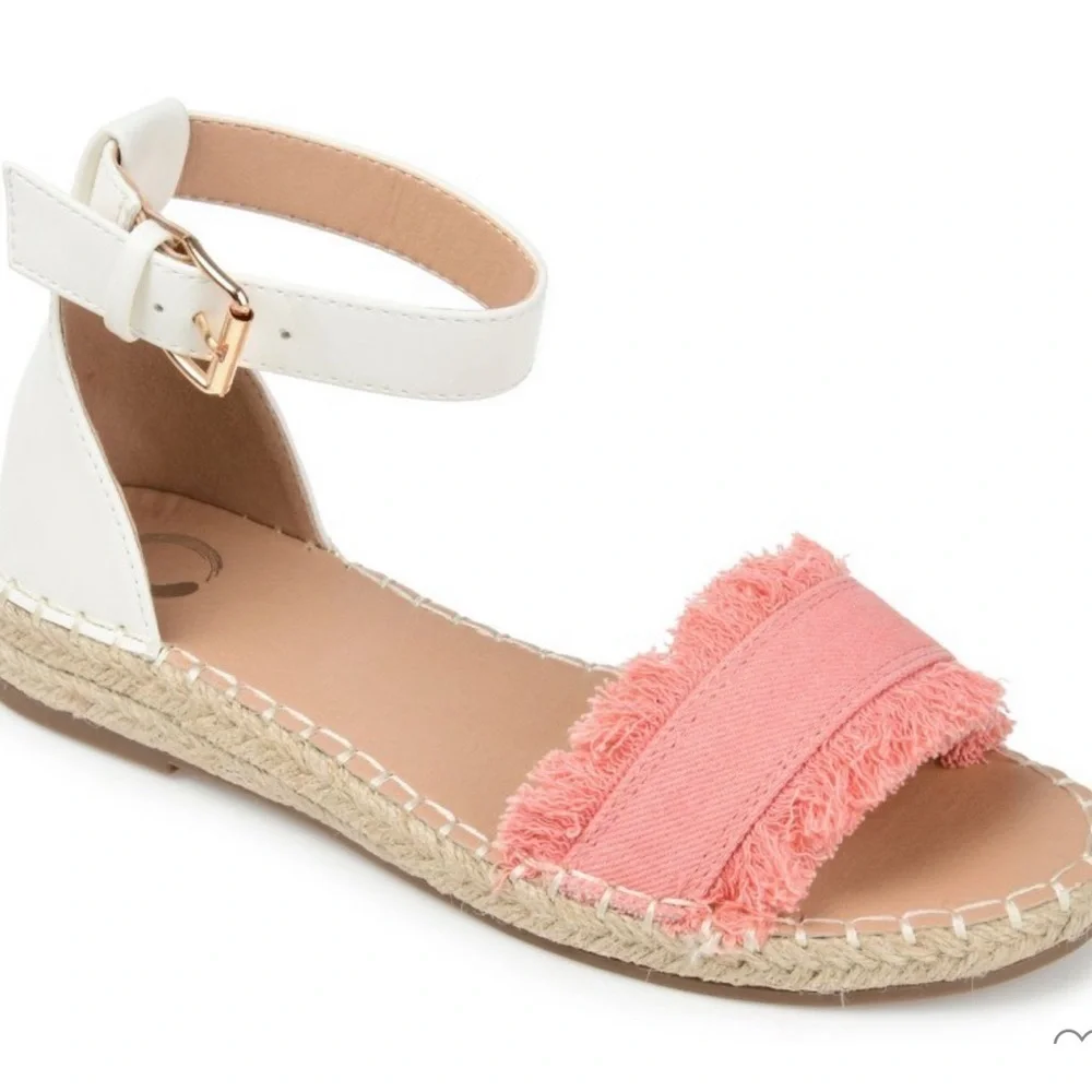 Journee Collection Tristeen Espadrille Sliver Wedge Sandals Pink,Size 6.5 NIB